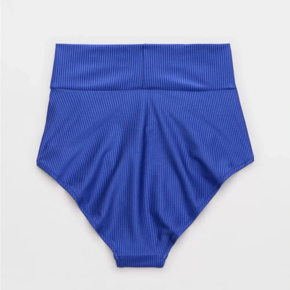 NWT Aerie Shine Rib Crossover High Waisted Bikini Bottoms